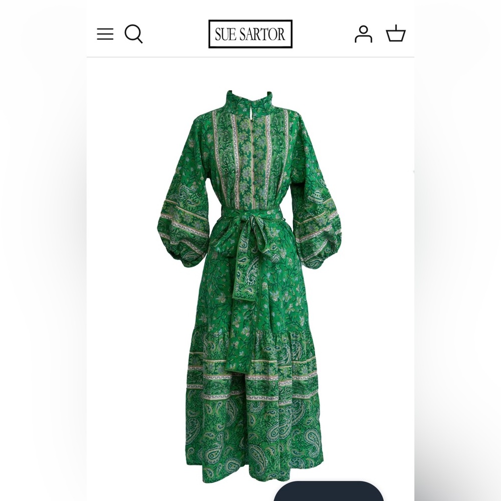 Sue Sartor Flounce Dress in Emerald Green. Size XL (fits most sizes 10-14)